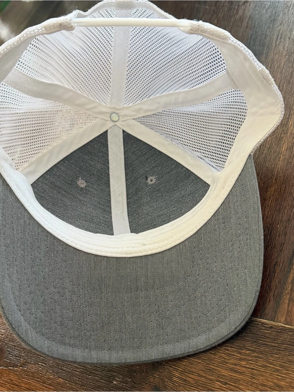 Buckingham Leather Patch Trucker Hat Heather Grey White Mesh Back Cap